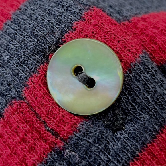 LOGO Lori Goldstein‎ Striped Waffle Knit Cardigan with Lace Trim - Picture 8 of 9